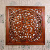 东阳木雕香樟木挂件中式 仿古客厅玄关居家装 饰壁挂福字现货批发