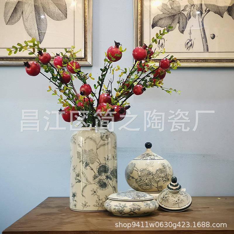 陶瓷花瓶中式陶瓷花瓶大号青花瓷花盆插花复古摆件水培罐子