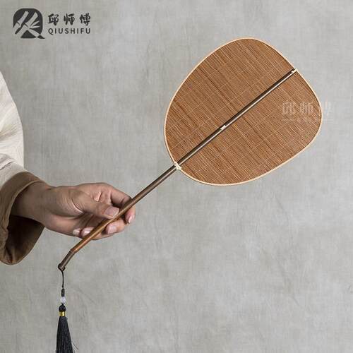 邱师傅竹木覆古中式竹编团扇古典中国风竹扇夏季纳凉长柄竹丝扇子