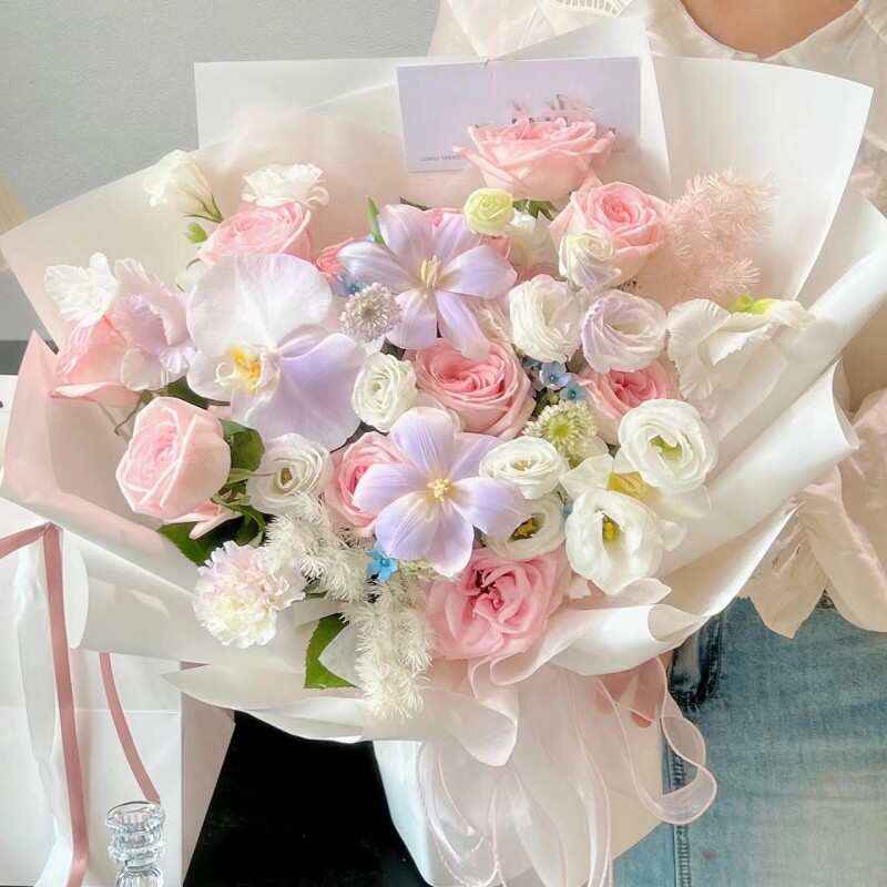 长沙鲜花同城速递表白粉玫瑰绣球闺蜜生日花束网红长辈送领导老婆