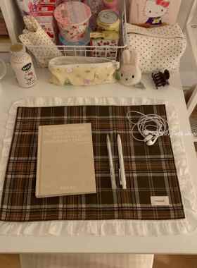 henceforth曲奇格纹餐巾桌垫美拉德棕色系桌面布置背景布ins风