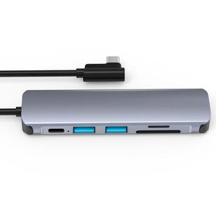 TYPE C多功能六合一扩展坞HDMI4K投屏USB3.0读卡器手机电脑HUB