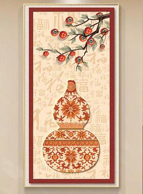 百福图玄关画福字装饰画字画红色葫芦新年喜庆挂画公室墙壁画