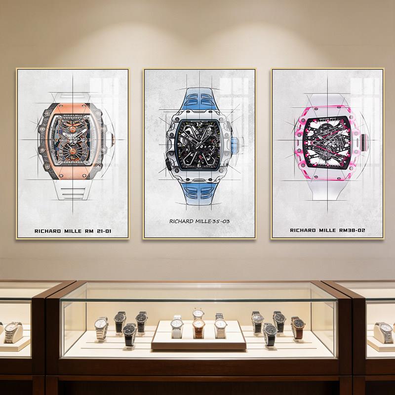 高档手表装饰画腕表设计工作室挂画奢侈品钟表行名表维修店壁画