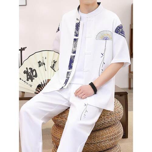 T 41011 Men's Chinese Style Shirt Set 国风衬衫套装
