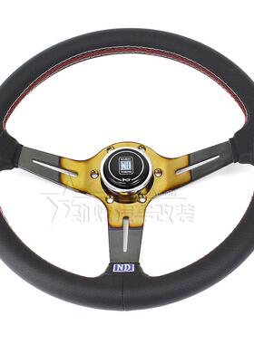 汽车改装方向盘14寸ND烤蓝钛中凹转向盘控制器赛车竞技方向盘
