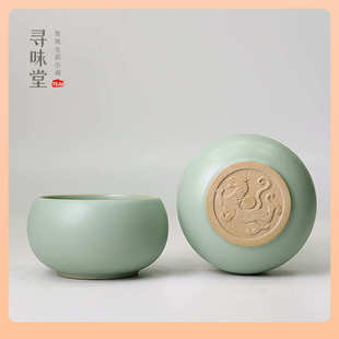 ◌WUQA天青汝窑主人杯｜四大神兽汝瓷罗汉杯小茶杯复古陶瓷功夫茶