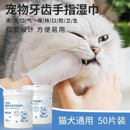 宠物手指套型洁牙湿巾狗狗口腔牙齿牙垢清洁猫咪清新口气厂家