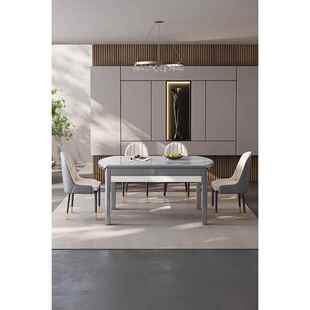 晶石大理石岩吃方 4I板轻奢超晶石可伸缩桌实木圆桌圆餐两用微805