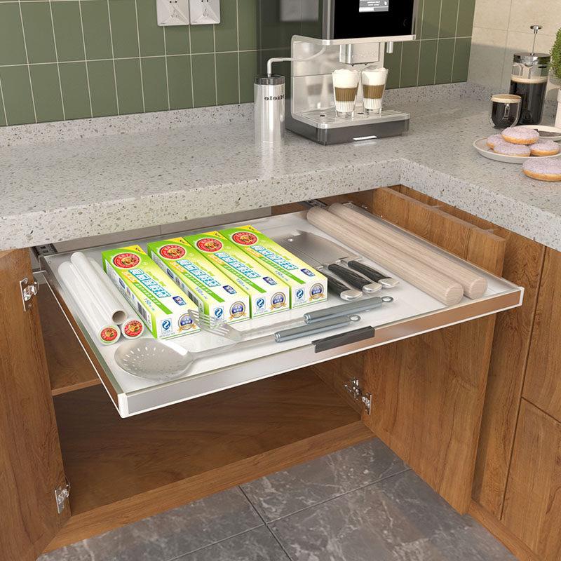 厨房橱柜自制改造收纳抽屉餐具厨具整理托盘柜内分层板环保PP材质