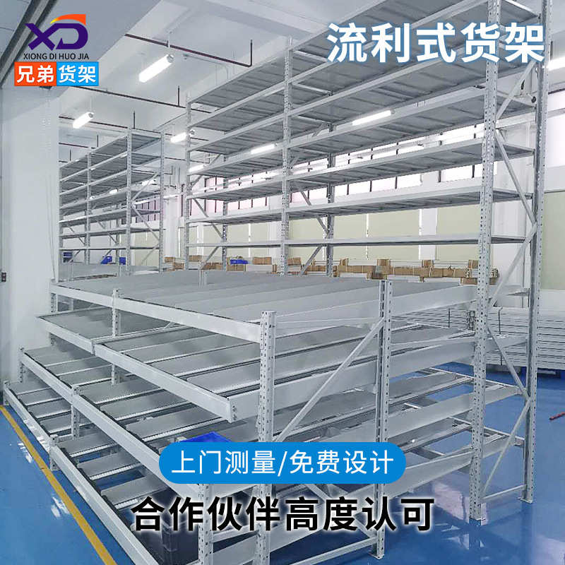 流利货架滑轨货架先进先出仓储货架重型货架流利条滚动流利式货架