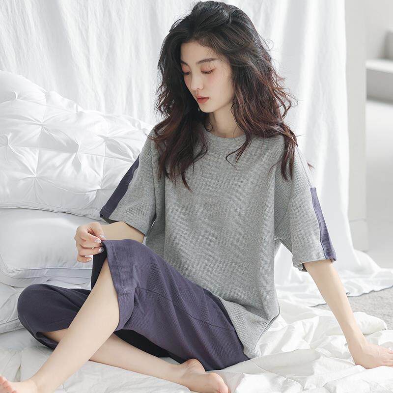 俞兆林睡衣女款夏季纯棉短袖七分裤高级感休闲可外穿家居服春夏天