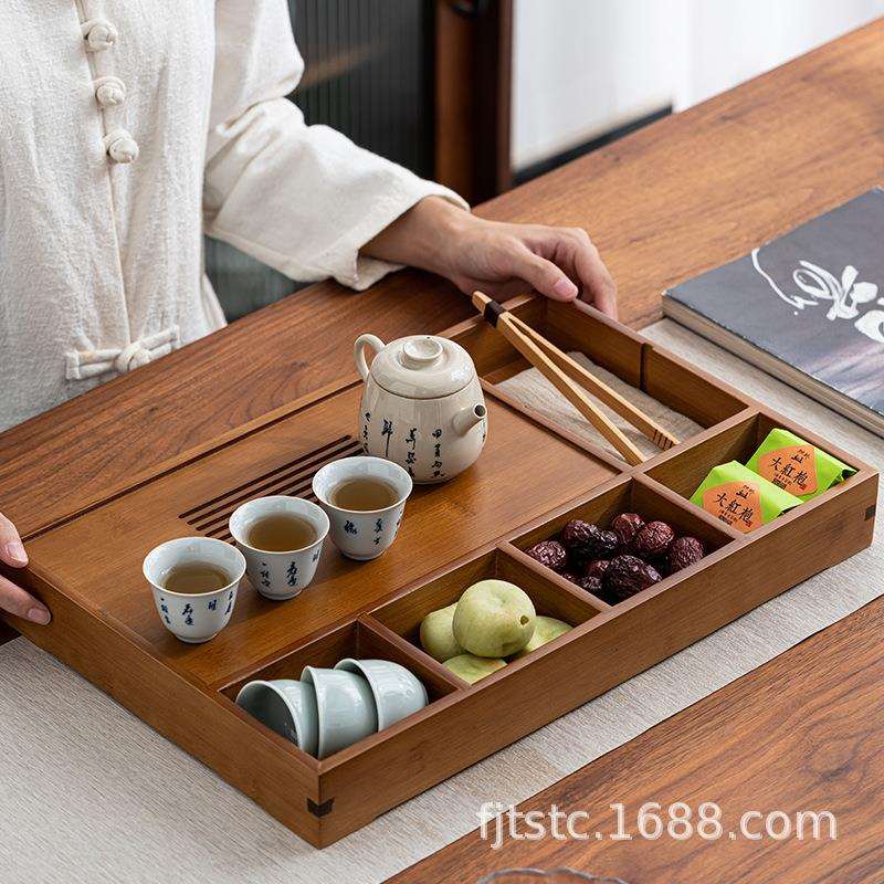 多功能竹木收纳茶点茶盘竹盘木制竹制储水茶盘收纳盘竹木盘子收纳