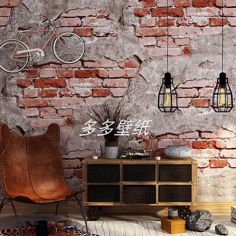 砖纹自粘墙纸红砖块头覆古怀旧水泥砖墙工业风loft彷古背景墙壁纸