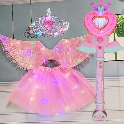 精灵天使翅膀女童背饰儿童万圣节cos彩灯霓虹仙女翅膀女生日礼物