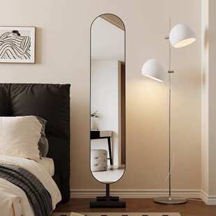 INS可移动立式 镜子卧室落地镜防倒女生卧室穿衣镜带轮镜子全身镜