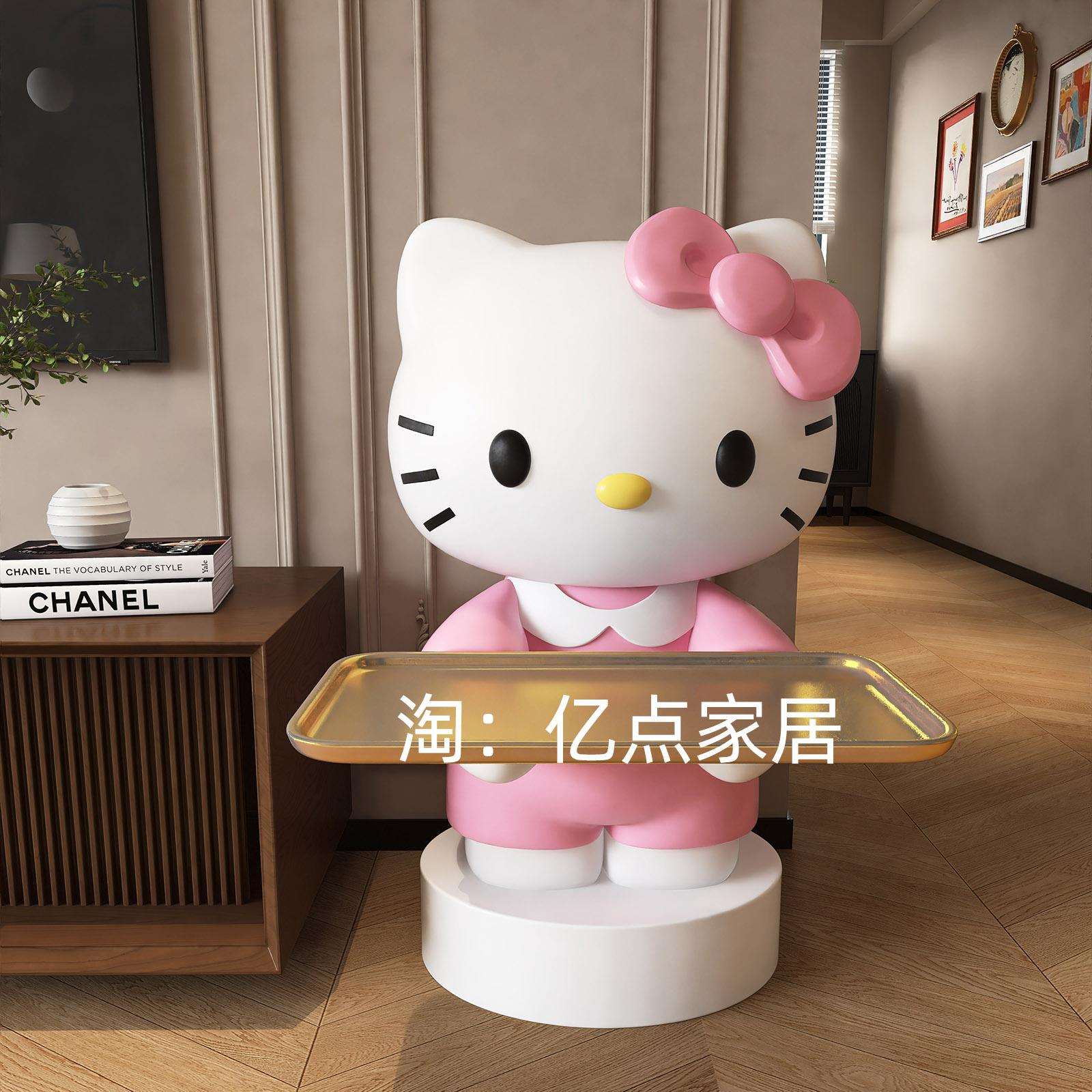 新居玄关现代创意软装落地HelloKitty猫咪客厅电视柜高档收纳摆件