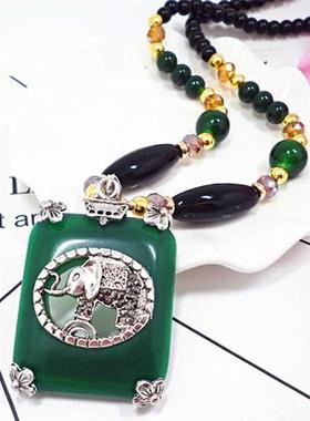 水滴项链西米翡翠复古文艺项链