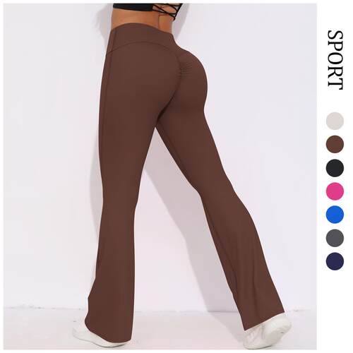Wide leg tight yoga pants, high waist micro flared pants,