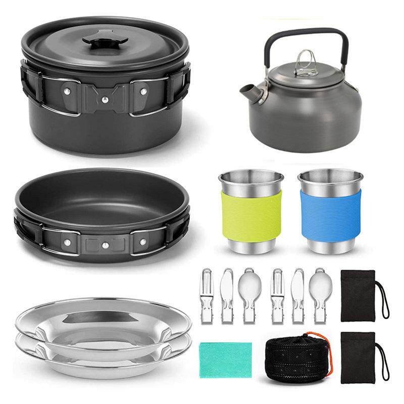 DS308户外锅具便携式套锅茶壶套装套锅户外用品野营锅具户外炊具