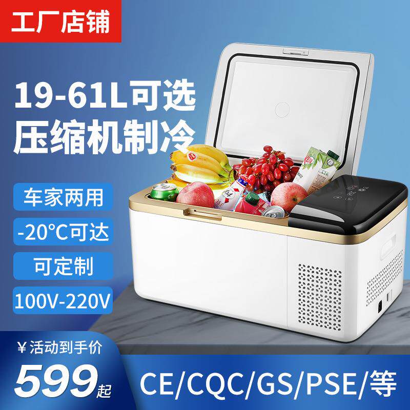 车载冰箱跨境外贸19升车用冰箱车家小冰柜24v压缩机制冷可达-20度