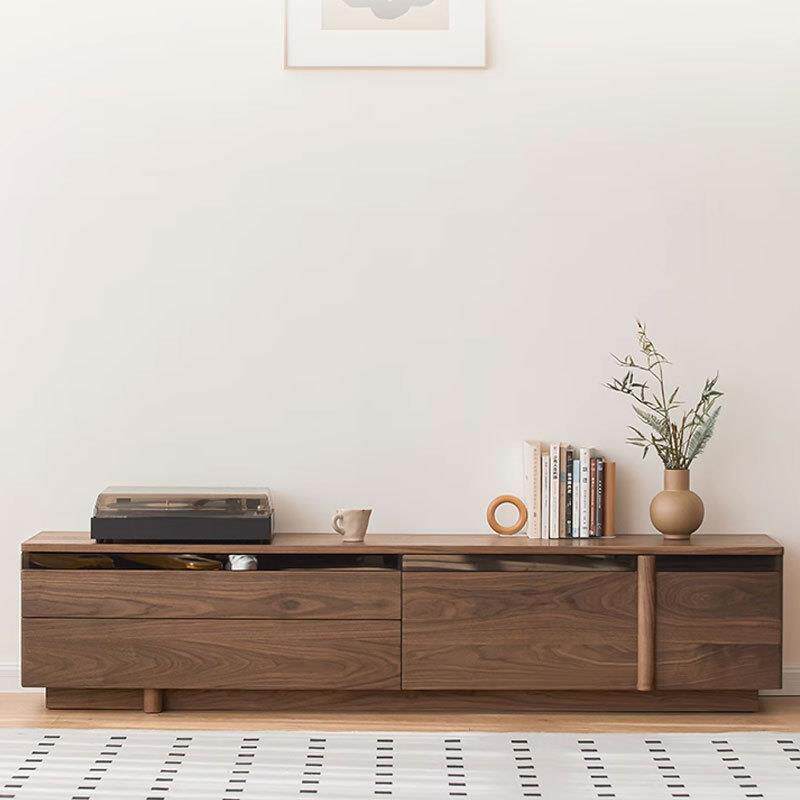 北欧实木黑胡桃木电视柜现代简约家用客厅家具小户型落地茶几组合