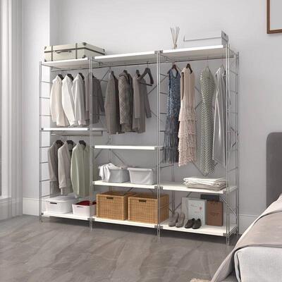日式架落地STO挂衣架极简开式不锈钢帽放衣柜衣间收纳挂衣家用白