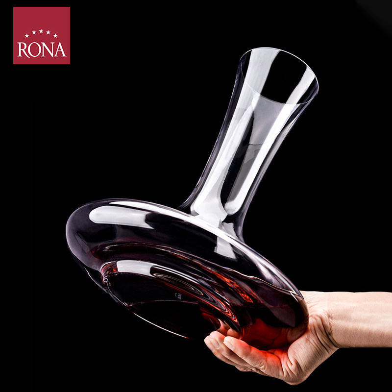 RONA洛娜进口平口醒酒器水晶玻璃酒店家用高端奢华红酒斜口醒酒器