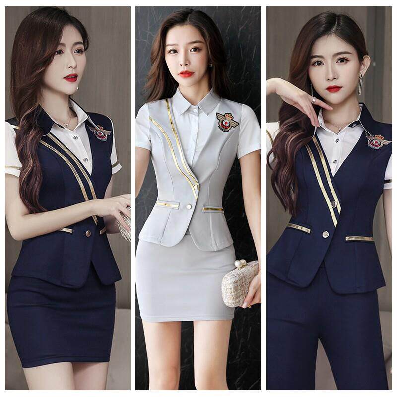 气质显瘦夜场公主工作服短袖空姐制服沐足浴足疗会所技师工衣
