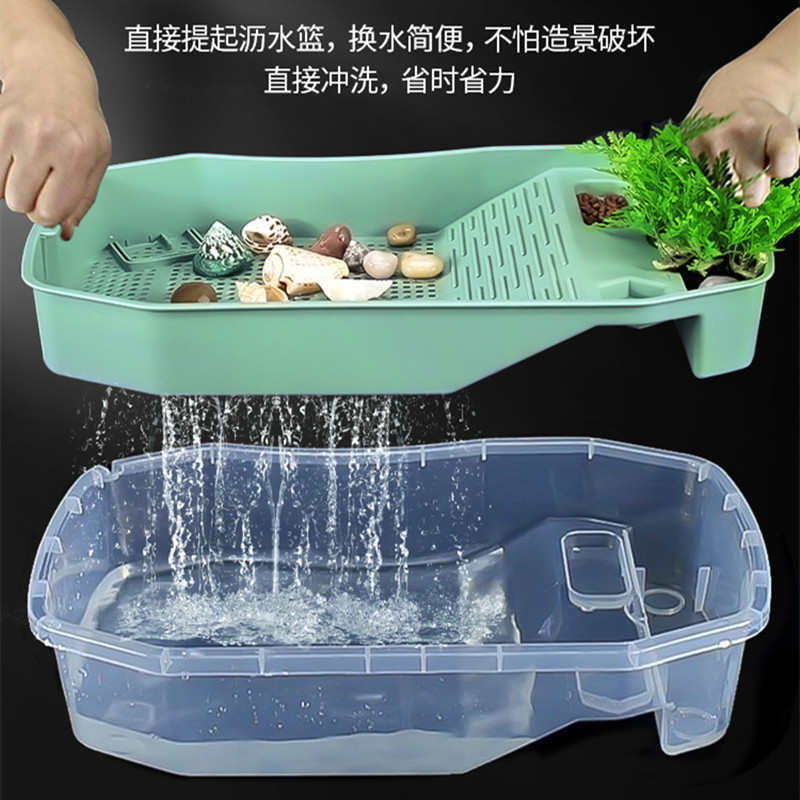 乌龟缸带晒台造景墨龟专用缸别墅家用鱼缸养乌龟专用盆