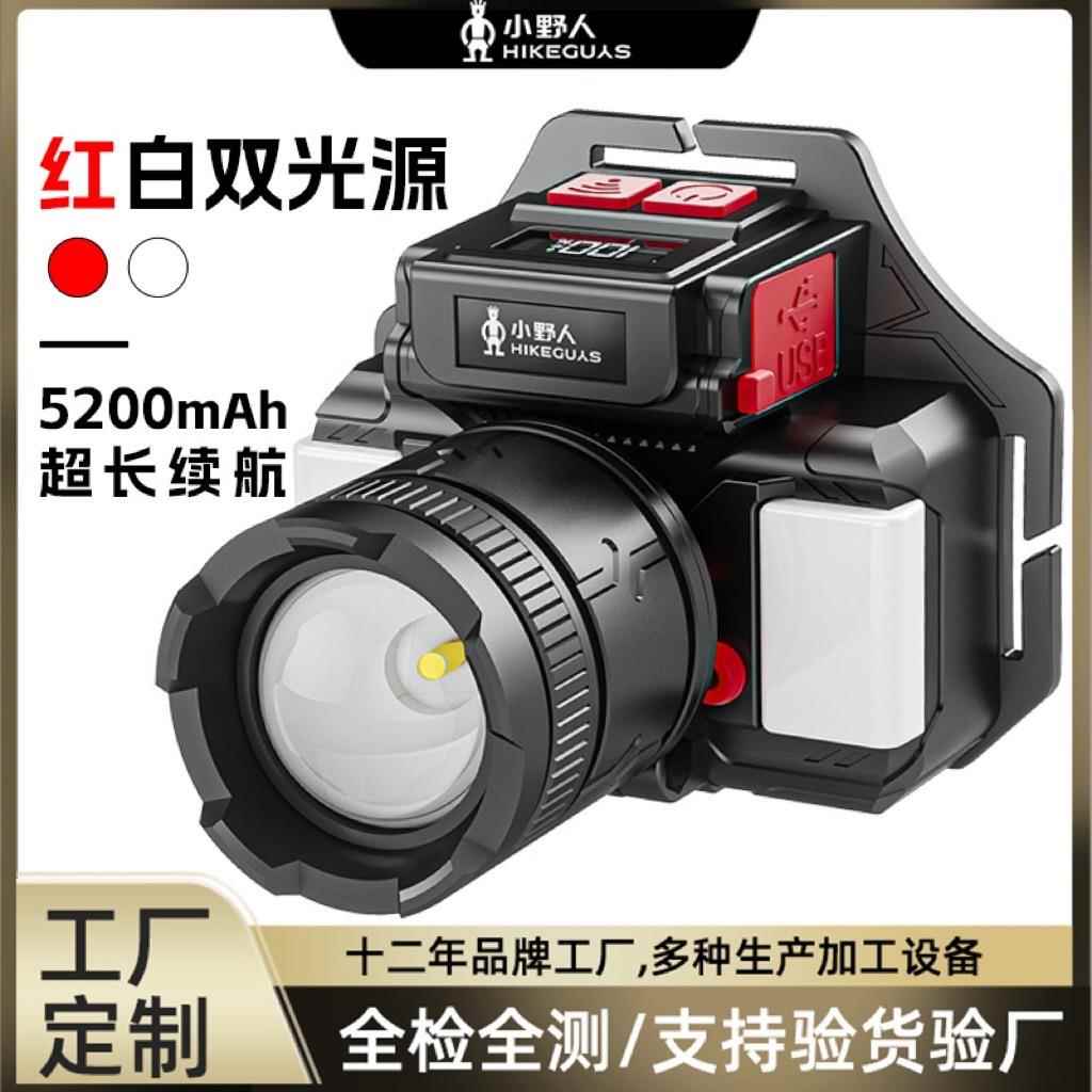 工厂新款LED户外夜钓应急头戴灯COB侧灯充电变焦感应强光头灯