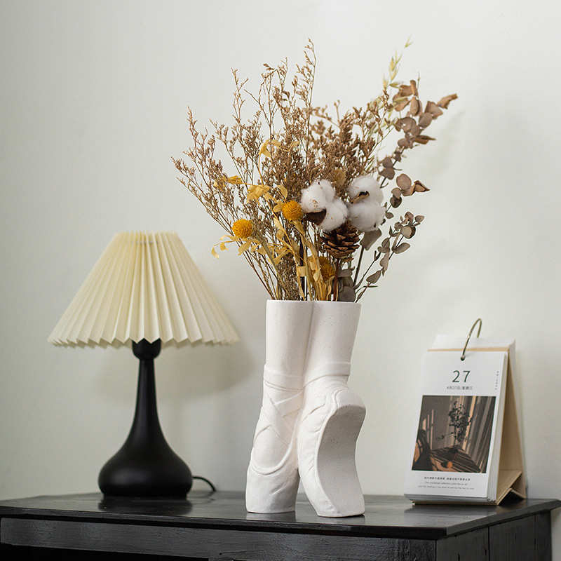 temu欧式陶瓷花瓶现代简约家居装饰品水培干花器素烧黑白色