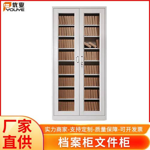 源厂供应全玻开门办公文件柜器械柜钢制资料柜加大加厚带锁铁皮柜