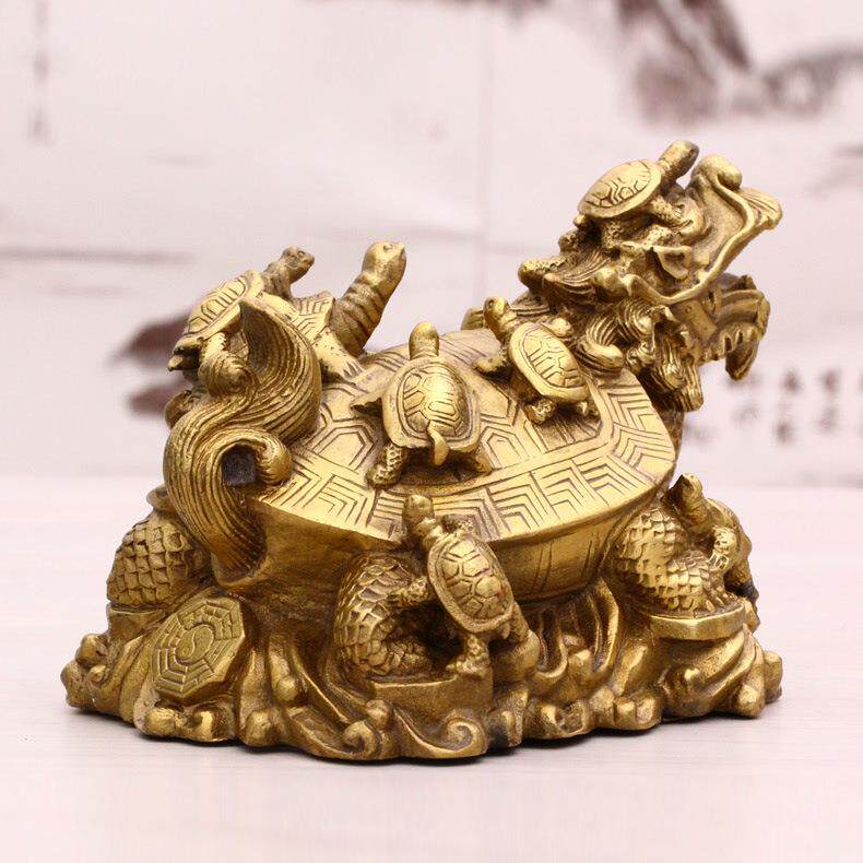 铜龙龟摆件铜九子龙龟九九归真子孙万代背背（辈辈）长寿