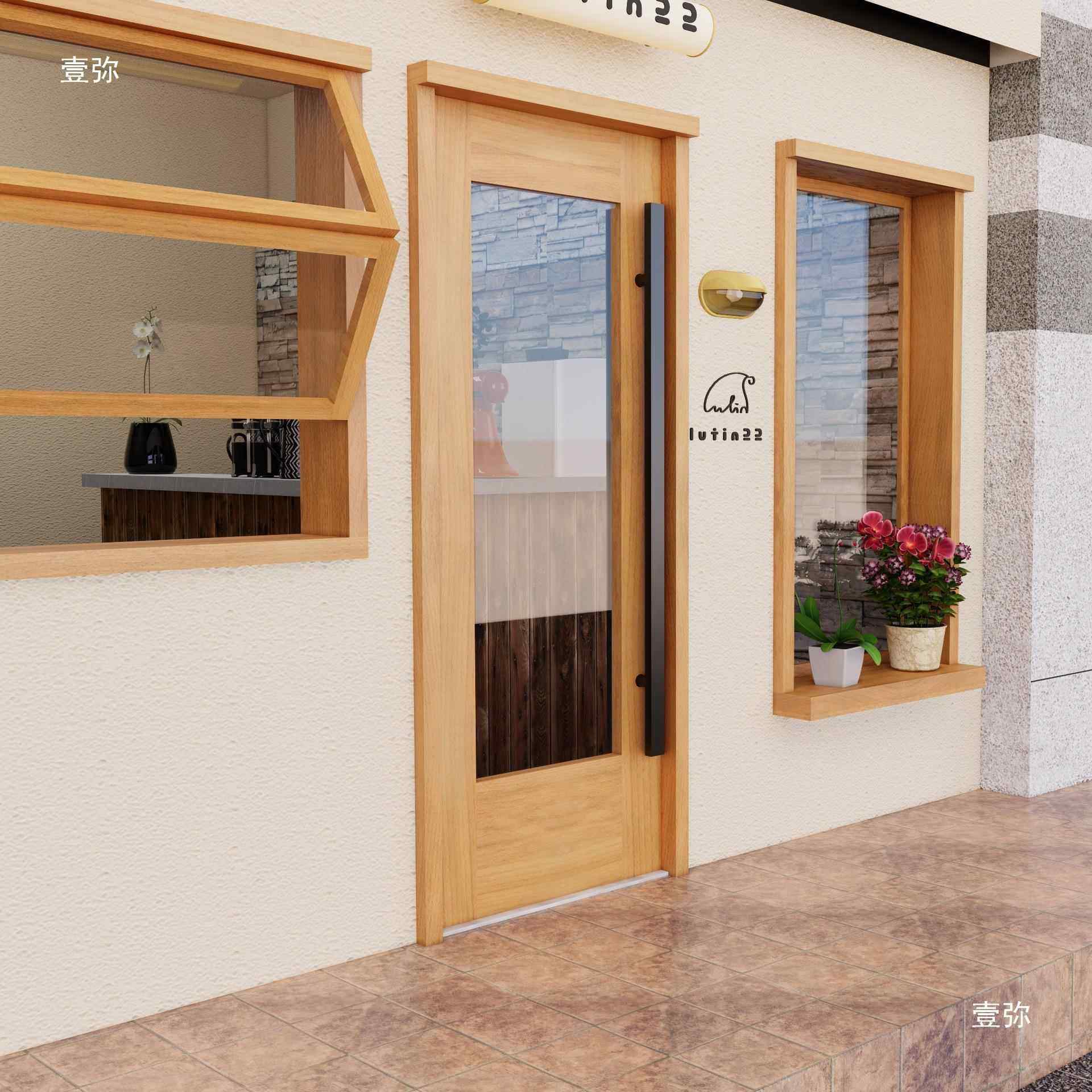 不锈钢大门拉手免推打单面装玻璃门方管哑黑门有框无孔XSH框拉木