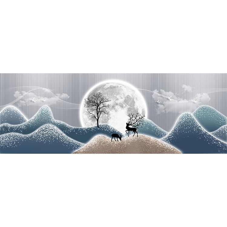轻奢三联画装饰画客厅麋鹿时来运转大气时尚商务风挂画壁画背景墙图片