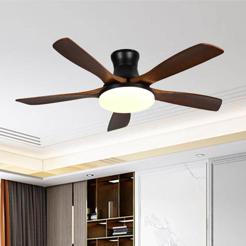 电风扇北欧吸顶风扇灯两用家用卧室客厅吊扇灯实木五叶吊灯中山