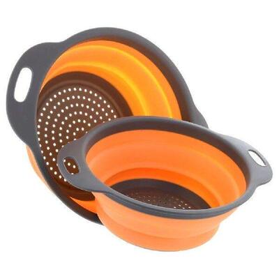 2Pcs/set Silicone Colander Fruit Vegetable Washing Basket