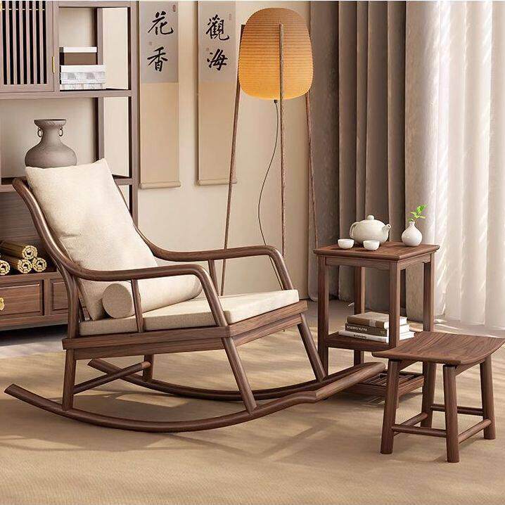 威品斯中式全实木摇摇椅阳台午睡家用休闲客厅懒人单人沙发躺椅