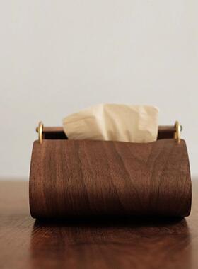 代简约创意高档ZOK木纹纸巾创盒家用茶几纸巾收纳意抽软纸盒现装