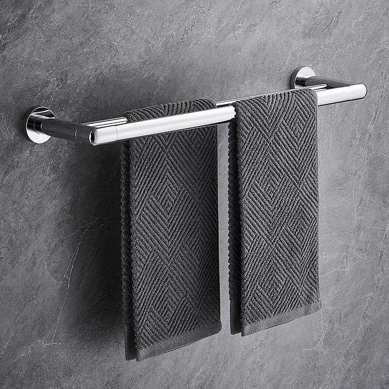 锌合金毛巾架打孔浴室挂杆壁挂加长毛巾杆厕所卫生间双杆浴巾架子