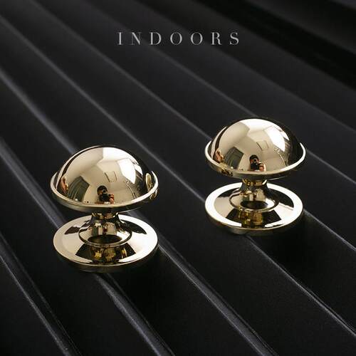 INDOORS纯黄铜法式轻奢半圆柜门把手整体橱柜衣柜门金色电镀小拉