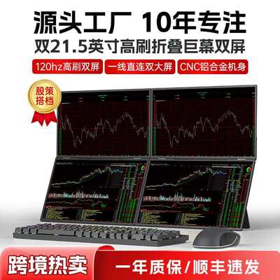 EIMIO21.5寸双屏炒股便携式显示器办公炒股游戏电脑副屏扩展双屏