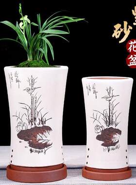 紫砂兰花盆墨兰惠兰蝴蝶兰君子兰陶瓷特大兰草大花特价高花盆包邮