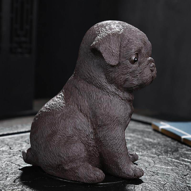 紫砂茶宠摆件 汽车彷真狗车内摆设 旺财保平安个性创意家居哈巴狗