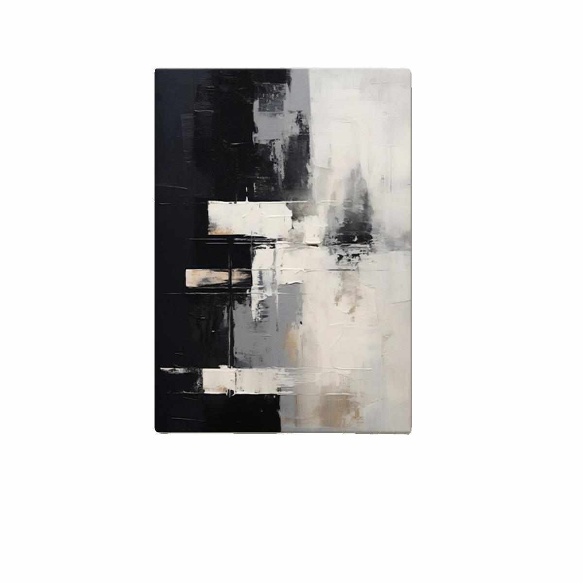 手绘肌理抽象玄关现代奢纯油画装饰画大幅挂画轻客厅入户黑白图片
