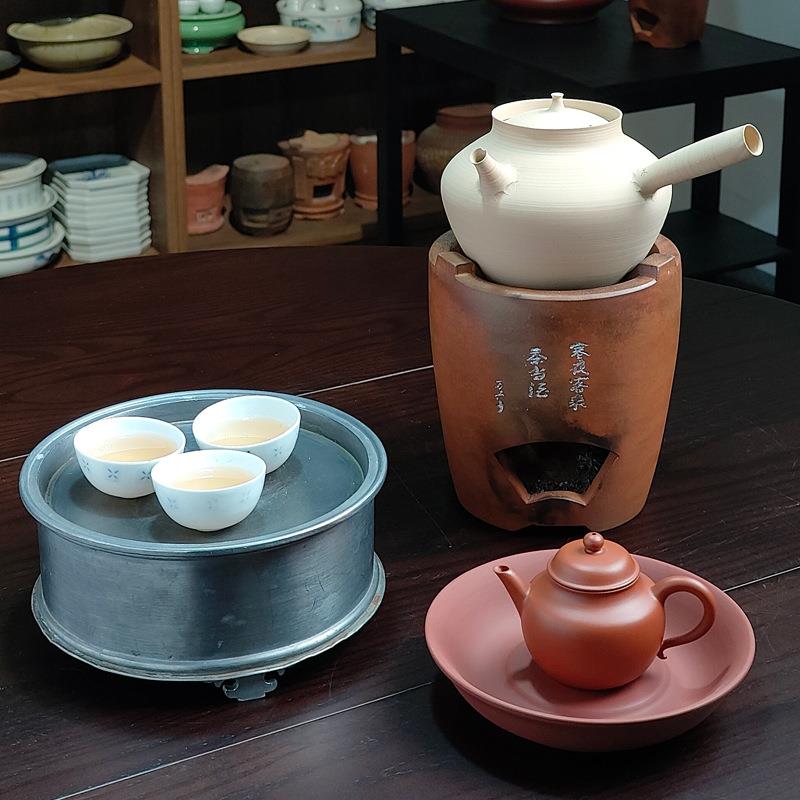 清泉纯手工超薄砂铫侧把壶潮州工夫茶手拉玉书煨烧水壶白泥煮茶壶