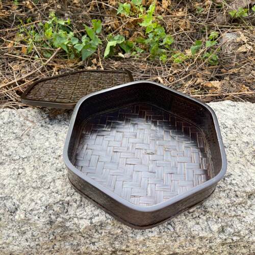 HZ008邱师傅竹木六边黑色收纳盒