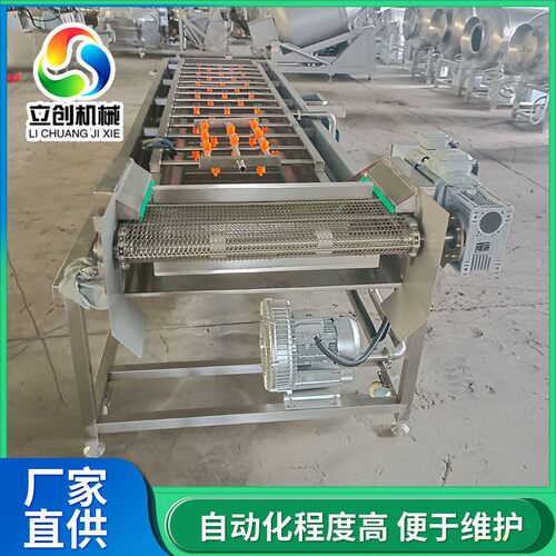 食品包装袋清洗沥水吹干设备商用清洗机蔬菜瓜果水浴式气泡清洗机