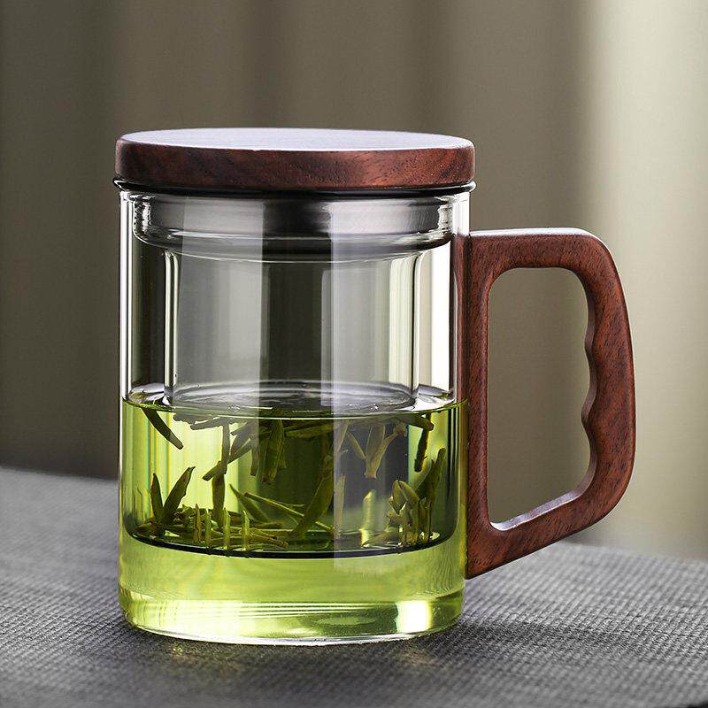 玻璃茶杯茶水分离泡茶杯个人专用杯高颜值耐高温办公室高档喝茶杯